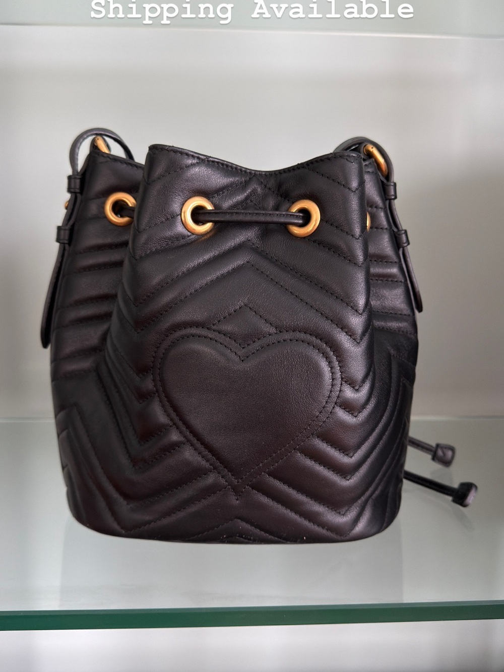 Gucci Black Quilted Matelassé Leather Drawstring Bucket Bag with Gold Hardware - Picture 4 of 9